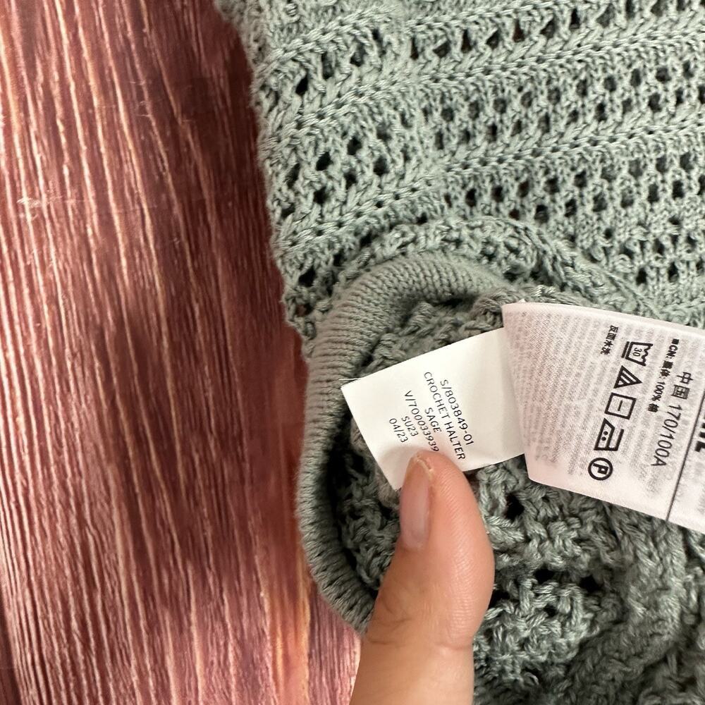 GAP Women's Crochet Knit Sleeveless Tank Top Sage Green Size Large L NWT - Picture 6 of 6